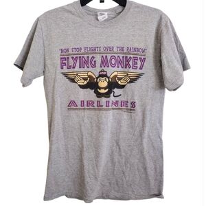 Wizard Of Oz Grey Purple Flying Monkey Airlines Graphic T-Shirt Size Small